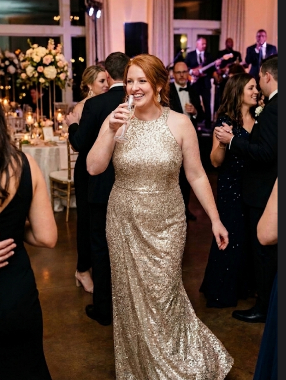 👗NWT David’s Bridal Gold Sequin Gown Size 12 Formal Wedding | Prom | Gala Dress
